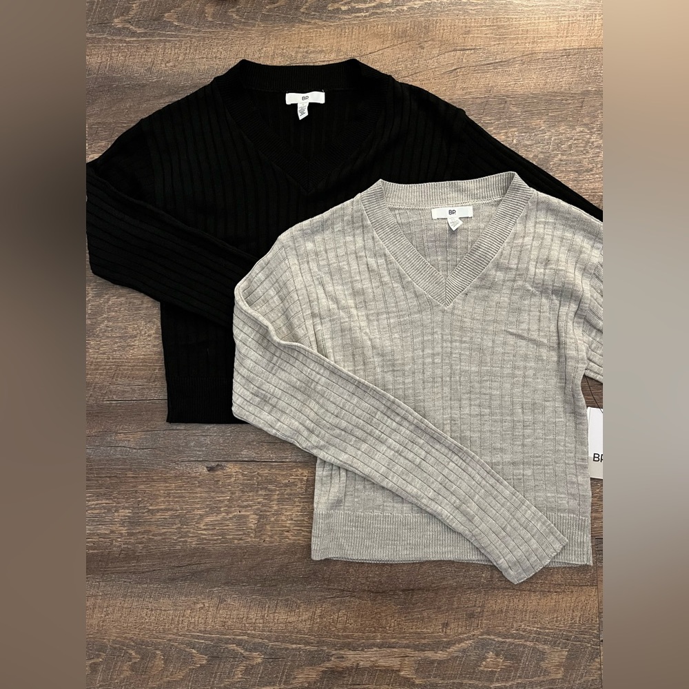 BP. Set of 2 long sleeve tops, Sizes: black top- Small gray top- XS NWT